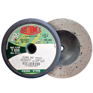 copa abrasiva shellac de 125 x 50 x m14 2 mm para pulido, de carburo de silicio negro austromex (552au)