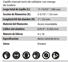 cepillo manual de 290 x 35 mm para limpieza manual de superficies de acero inoxidable y remoción de soldadura, corrosión, fundición, plástico y cualquier adherencia austromex (970au) cepillo manual de 290 x 35 mm para limpieza manual de superficies de acero inoxidable y remoción de soldadura, corrosión, fundición, plástico y cualquier adherencia austromex (970au)