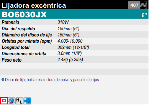 lijadora excéntrica de 6" 310w, con Órbita aleatoria makita bo6030jxmk) lijadora excéntrica de 6" 310w, con Órbita aleatoria makita bo6030jxmk)